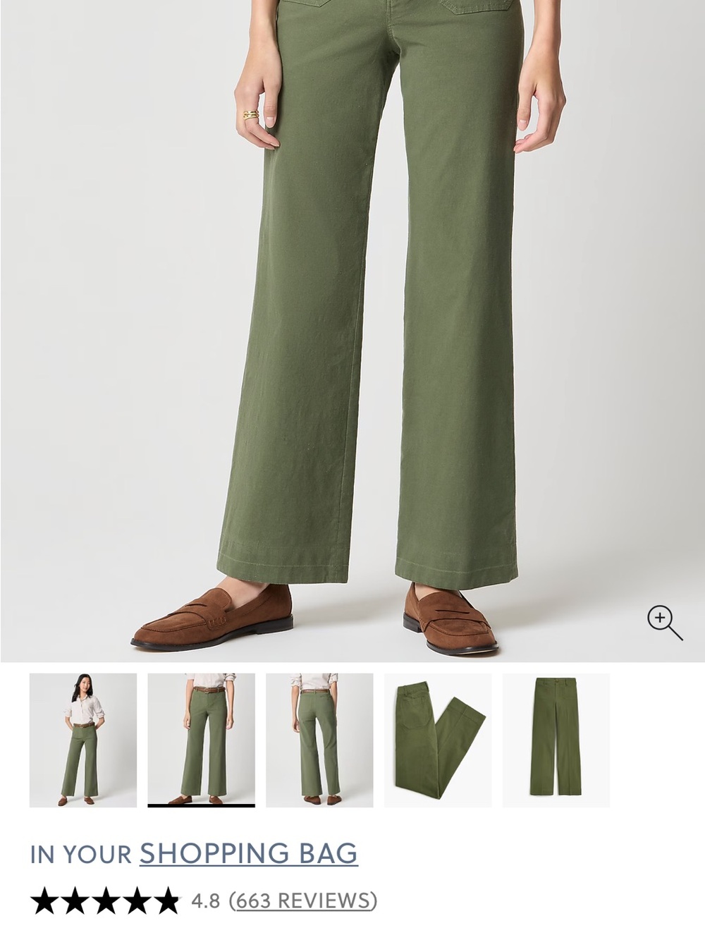 J. Crew Factory Olive Green Wide-Leg Pants size 28/size 6